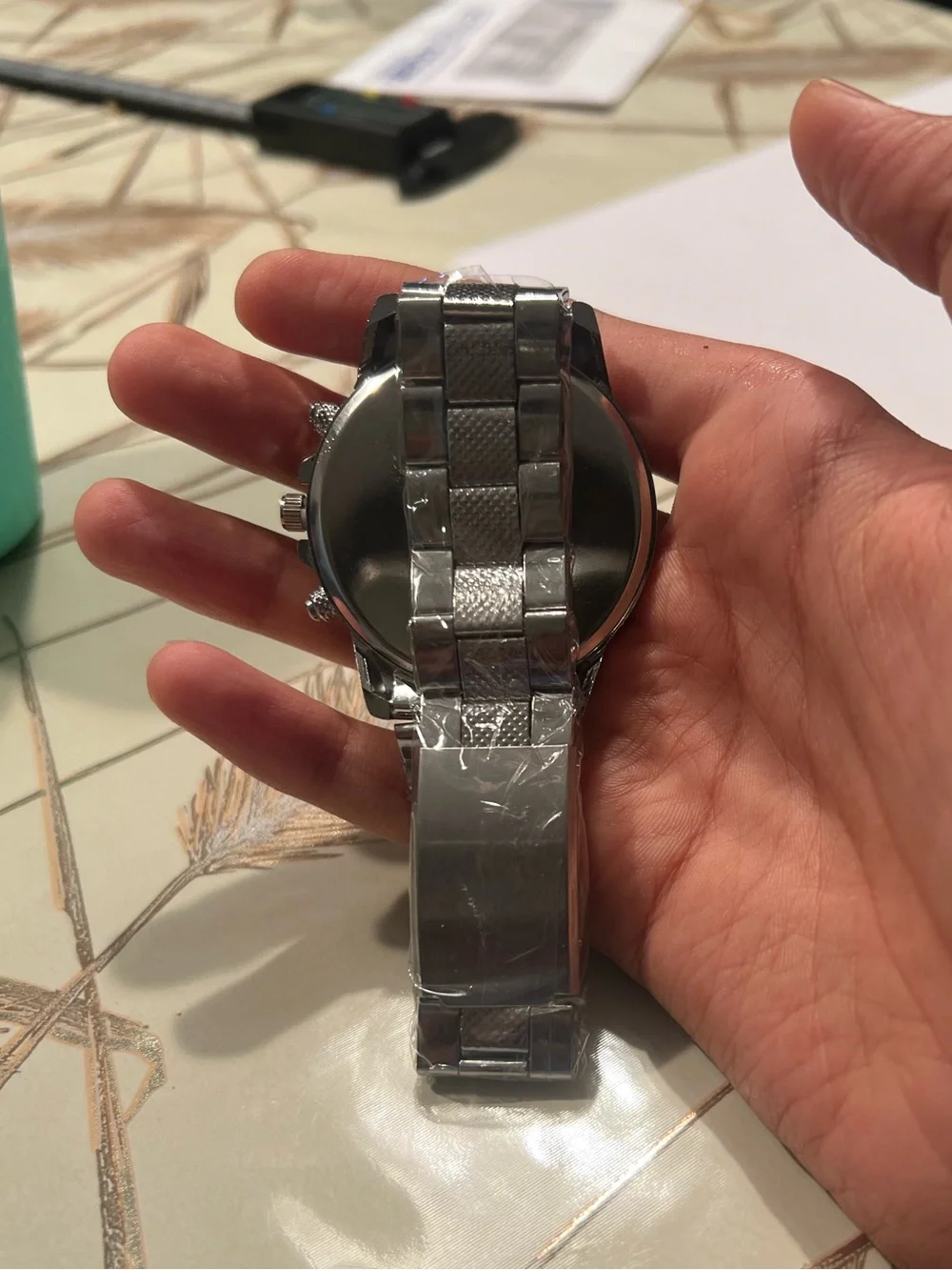 Geneva Silver Men's Chronograph Bracelet Watch